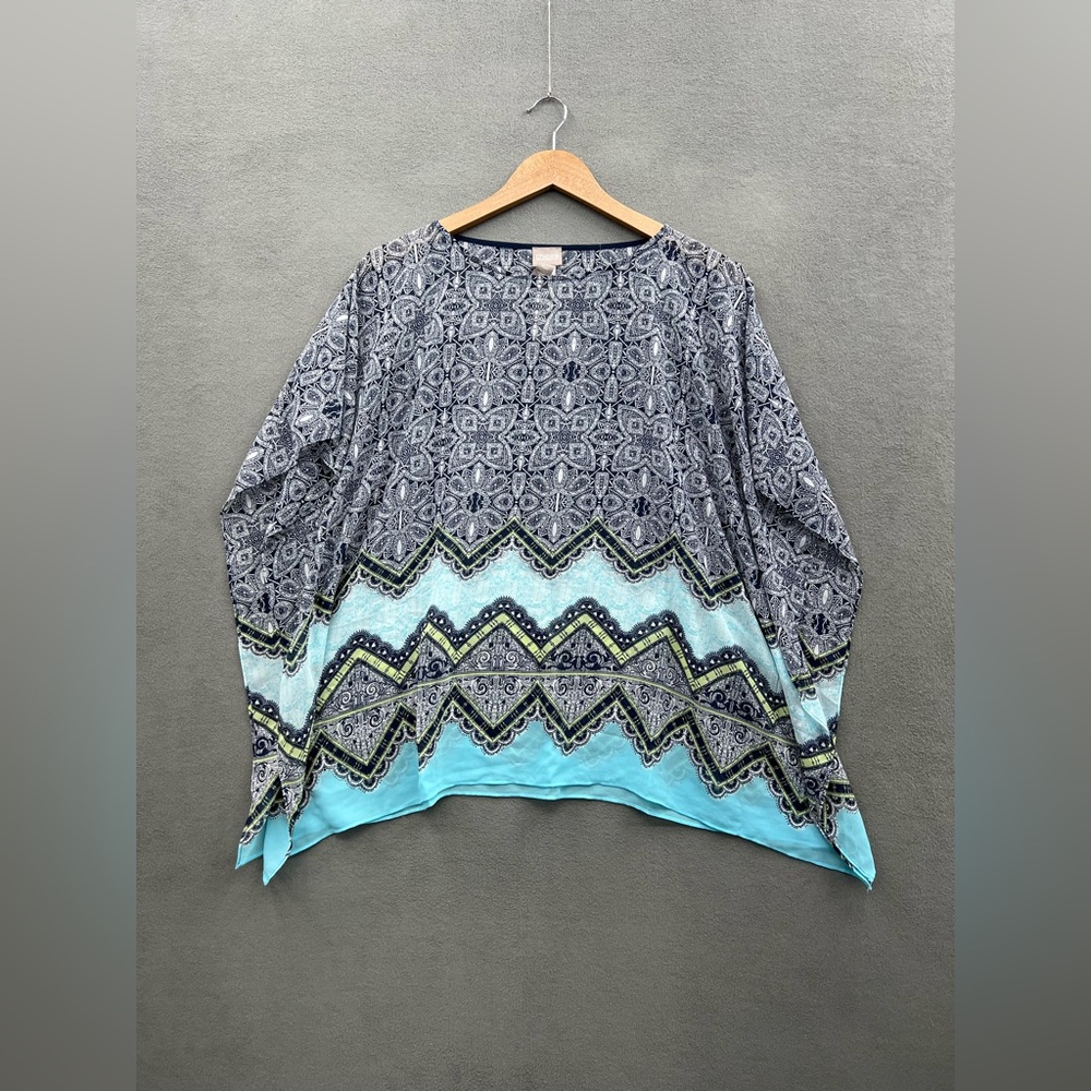 Chico’s Women’s Size S/M Multicolor Sheer Kimono Blouse Top Boho